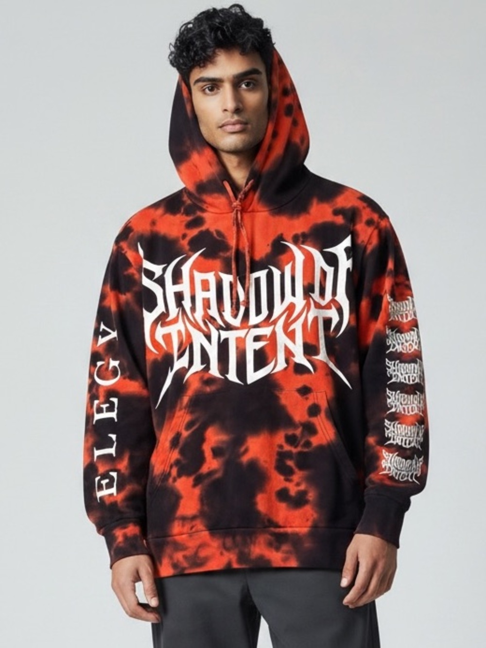 RARE Shibori Threads V3 Hoodie Shadow Of Intent Red Black Tie Dye Hoodie Mens XL